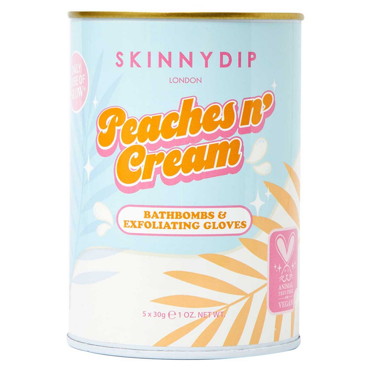 Skinnydip London Peach Bath Bombs And Exfoliating Glove Tin Set