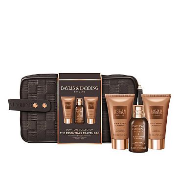 Baylis & Harding Black Pepper & Ginseng Men's The Essentials Travel Wash Bag Gift Set