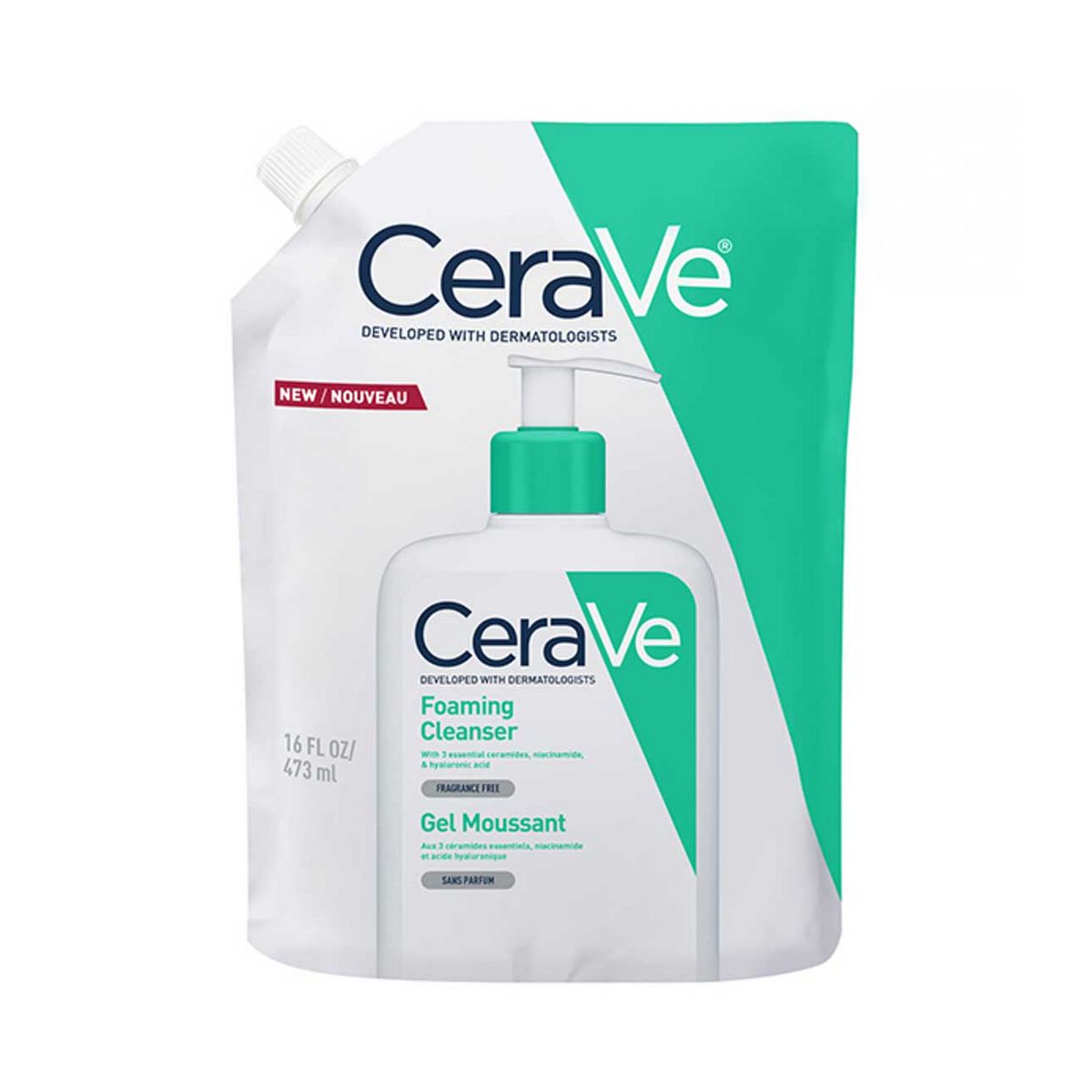 Cerave Foaming Cleanser Refill Pouch With Niacinamide For Normal To Oily Skin 473ml