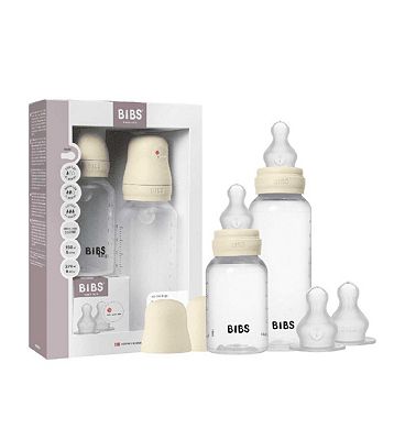 BIBS Baby Bottle Complete Set Silicone Ivory 150ml and 270ml - 2 Pack