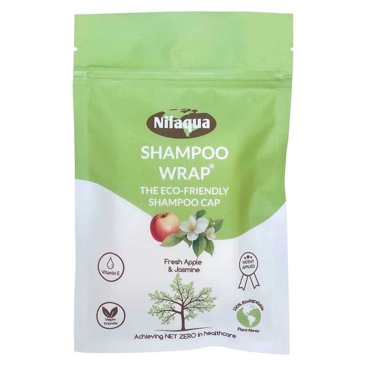 Nilaqua Rinse Free Biodegradable Shampoo Cap Apple & Jasmine Single Pack 105G