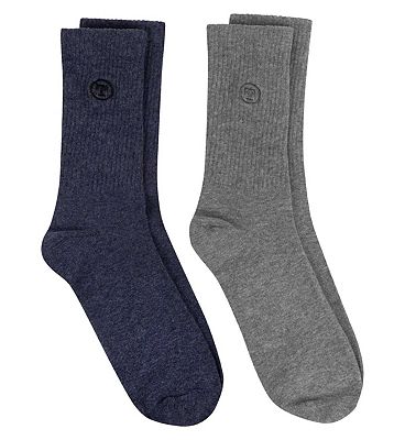 Threads Men's 2 Pack Ribbed Socks with Embroidery Detail, One Size 8-11