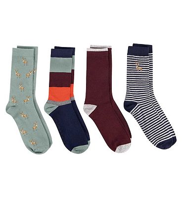 Threads Men's 4 pack Novelty Ankle Socks, One Size 8-11