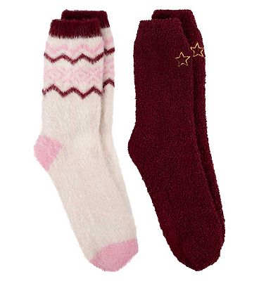 Studio Noel Ladies Cosy Socks with Embroidery Detail, One Size 4-8
