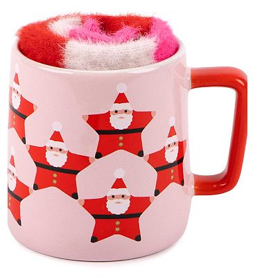 Studio Noel Novelty Santa Mug & Sock Set, One Size 4-8