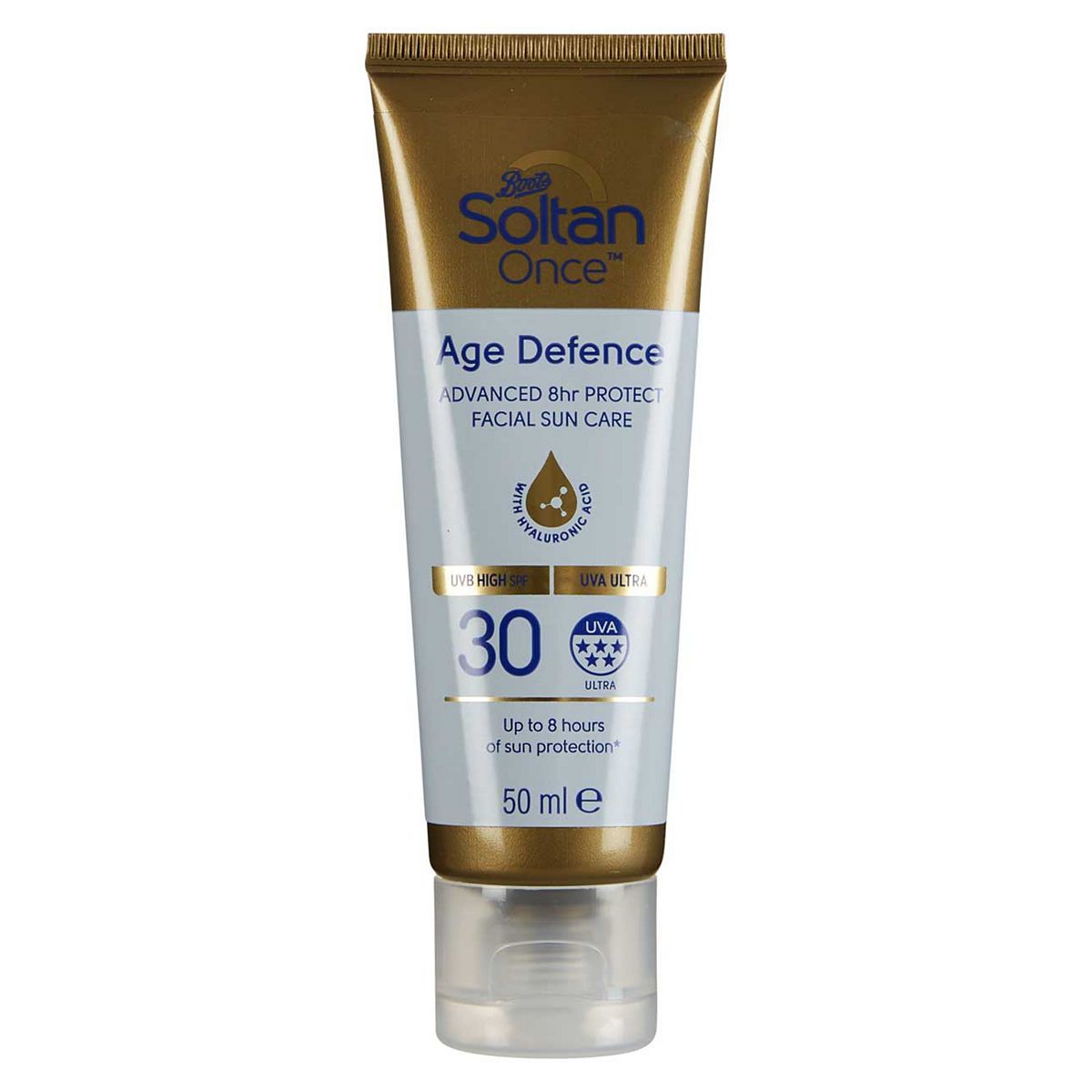 Soltan Once Age Defence 8Hr Protect Facial Suncare With Hyaluronic Acid Spf30 50ml