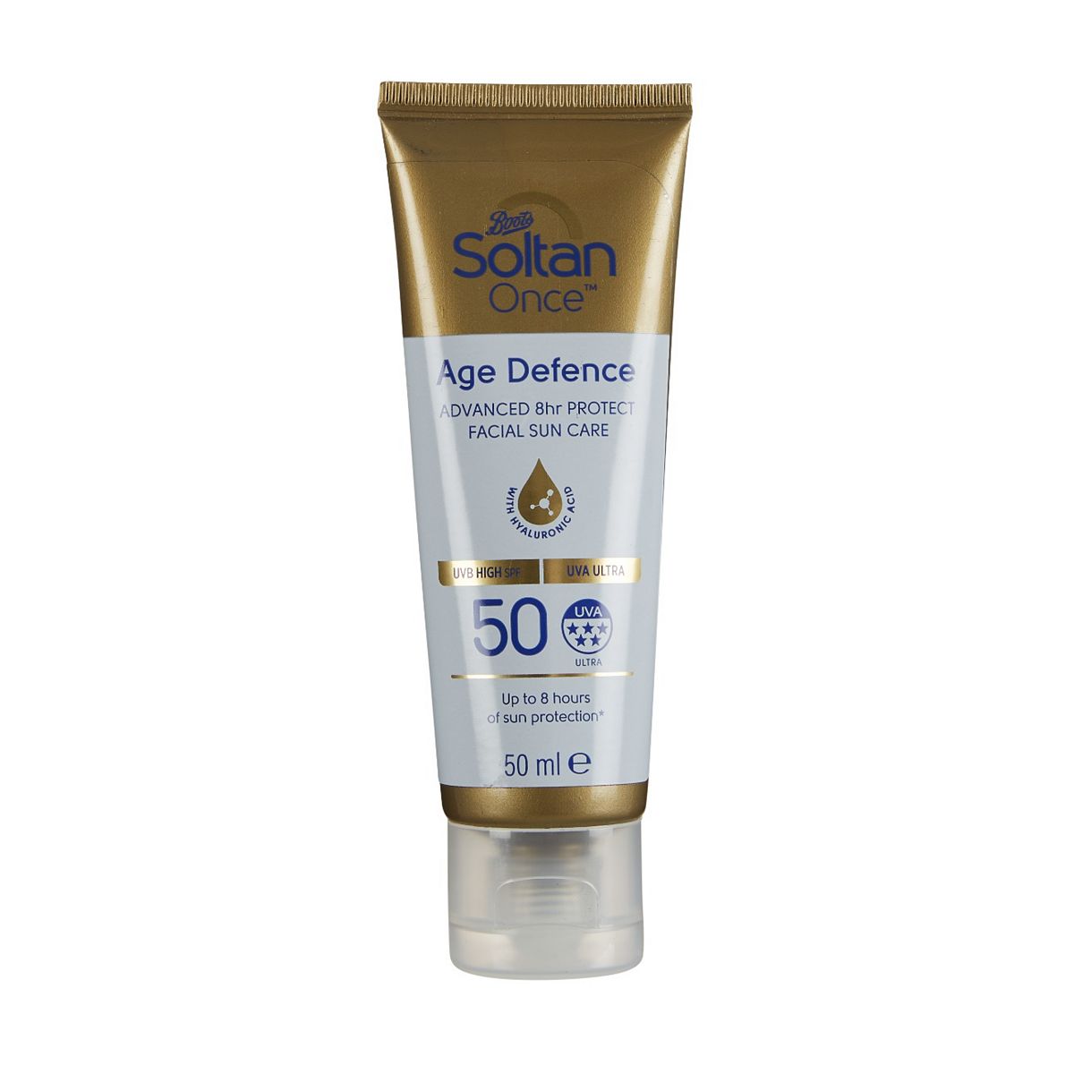 Soltan Once Age Defence 8Hr Protect Facial Suncare With Hyaluronic Acid Spf50 50ml