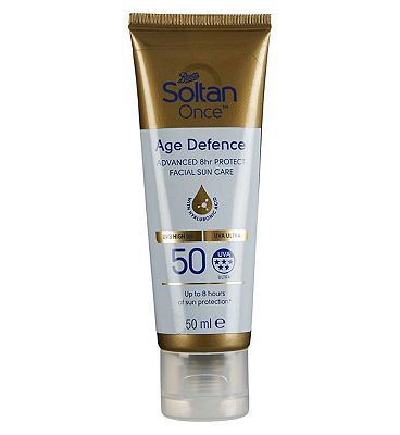 Soltan Once Age Defence 8hr Protect Facial Suncare with Hyaluronic Acid SPF50 50ml