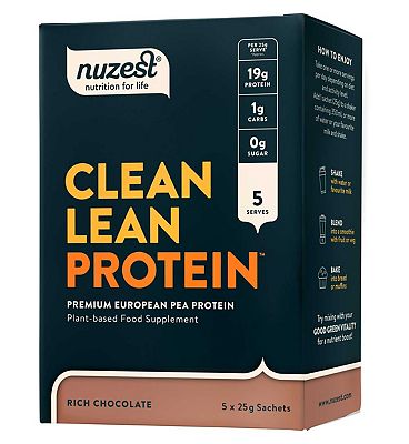 NUZEST Clean Lean Protein Premium European Pea Protein Powder Rich Chocolate 5 x 25g