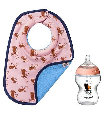 Tommee Tippee limited edition, 60-year Anniversary Bib and Bottle Gift Set, Pink