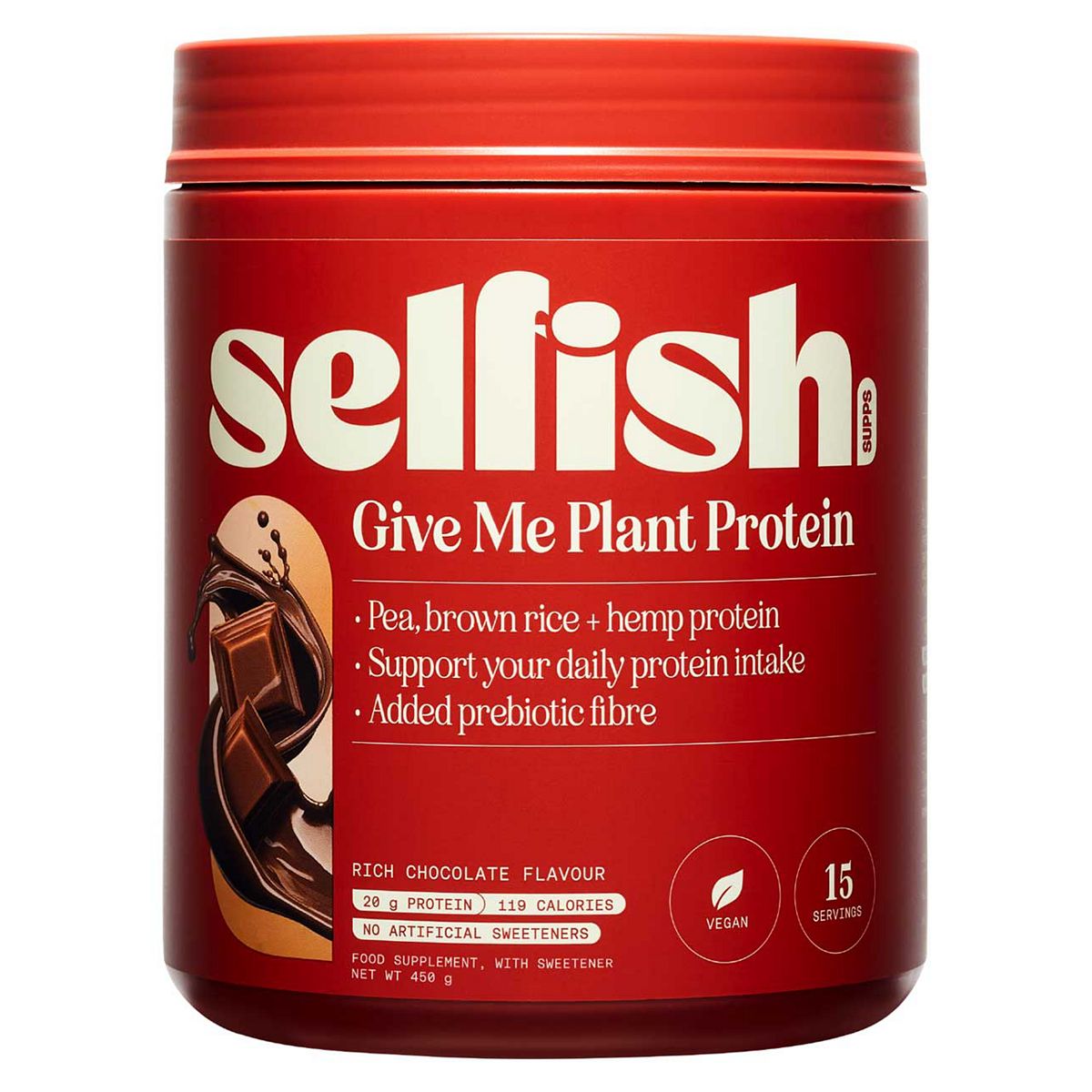Selfish Supps Give Me Plant Protein 450G Rich Chocolate Flavour