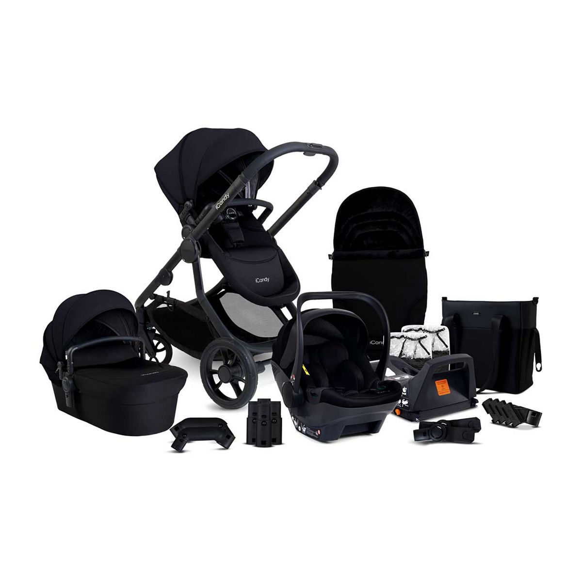 Icandy Orange 4 Black Travel System Bundle With Cocoon