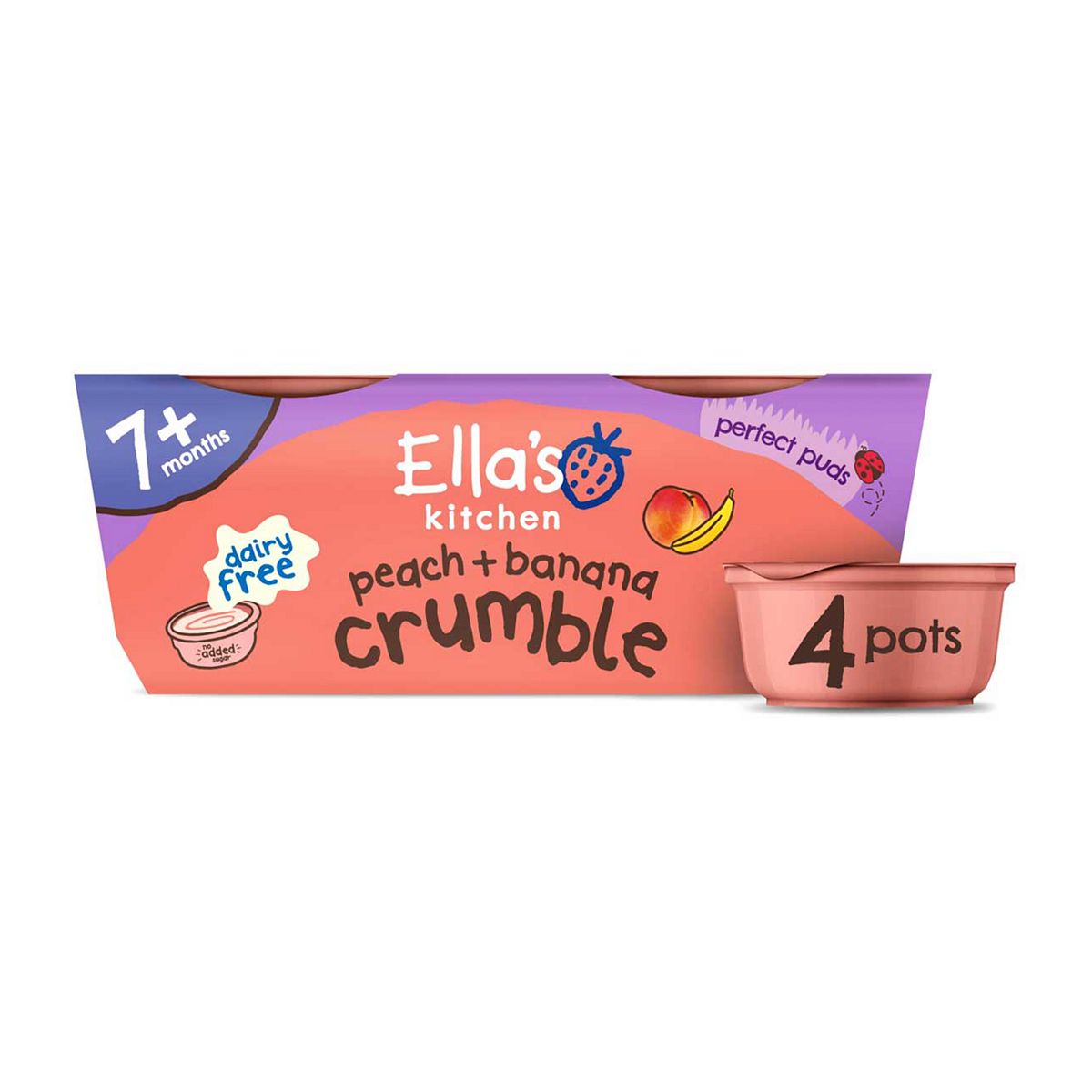 Ella's Kitchen Organic Peach And Banana Crumble Baby Dessert Pot Multipack 7+ Months 80G 4S