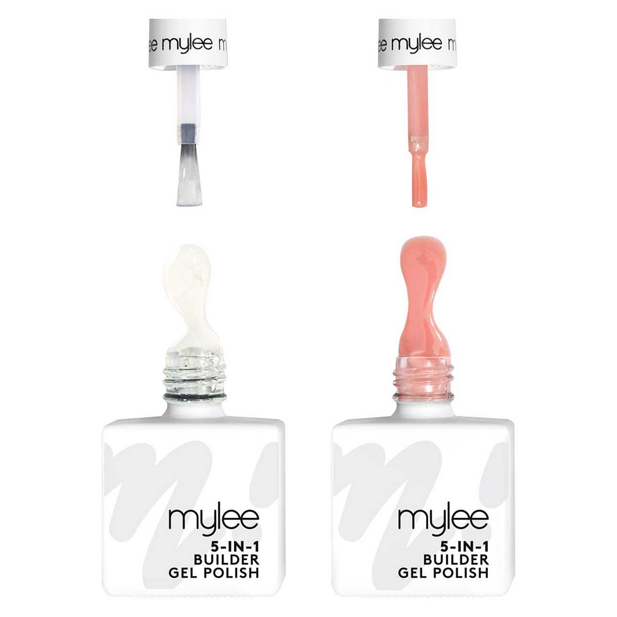 Mylee 5 In 1 Builder Gel Nail Polish Clear & Peach 15Ml Duo Pack