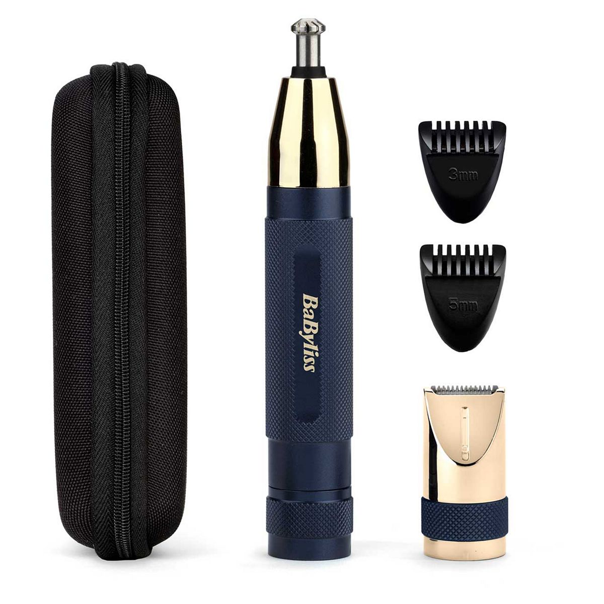 Babyliss Super-X Metal Series Cordless Nose, Ear And Eyebrow Trimmer - Navy/gold
