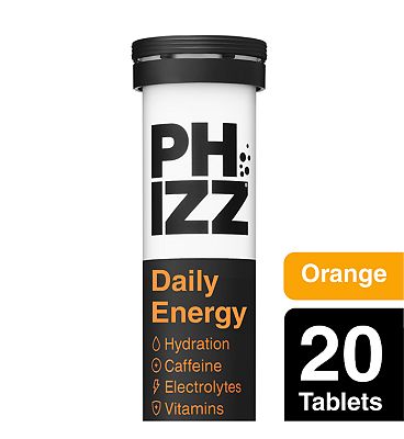 Phizz Daily Energy orange hydration caffeine electrolytes and vitamins effervescent tablets 20s