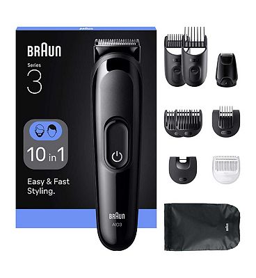 Braun All-in-One Series 3, 10in1 Grooming Kit, Sharp Blade, 14 Lengths, AIO3560, Black