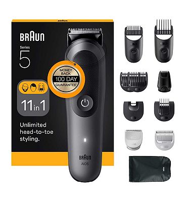 Braun All-in-One Kit Series 5, 11in1 Grooming, Sharp Blade, Body Trim, AIO5560, Grey