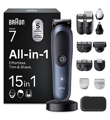 Braun All-In-One Series 7, 15In1 Grooming Kit, Problade, Autosense, Aio7580, Blue