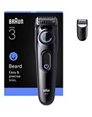 Braun Beard Trimmer Series 3, +2 Styling Tools, 20 Lengths, Sharp Blade, BT3500, Black