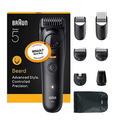Braun Beard Trimmer Series 5, +8 Styling Tools, 40 Lengths, Sharp Blade, BT5560, Black