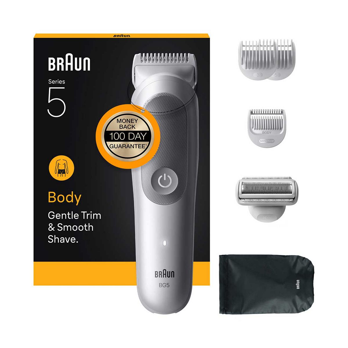 Braun Body Groomer Series 5, +6 Grooming Tools, Trim & Shave Hair, Waterproof, Bg5550, Grey