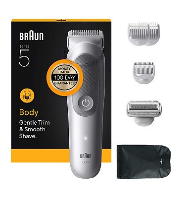Braun Body Groomer Series 5, +6 Grooming Tools, Trim & Shave Hair, Waterproof, BG5550, Grey