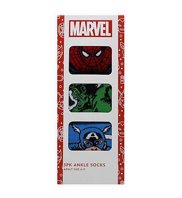Marvel Marvel Comics Mens Ankle Socks 3 Pack