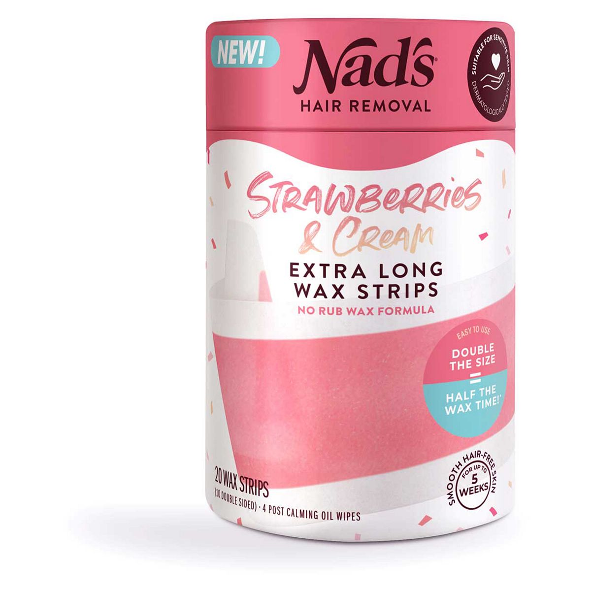Nad's Strawberries & Cream Extra Long Wax Strips 20Ct