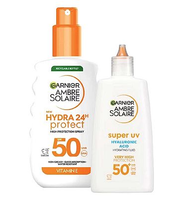Garnier Ambre Solaire SPF50 Hydrating Vitamin E Face & Body Bundle