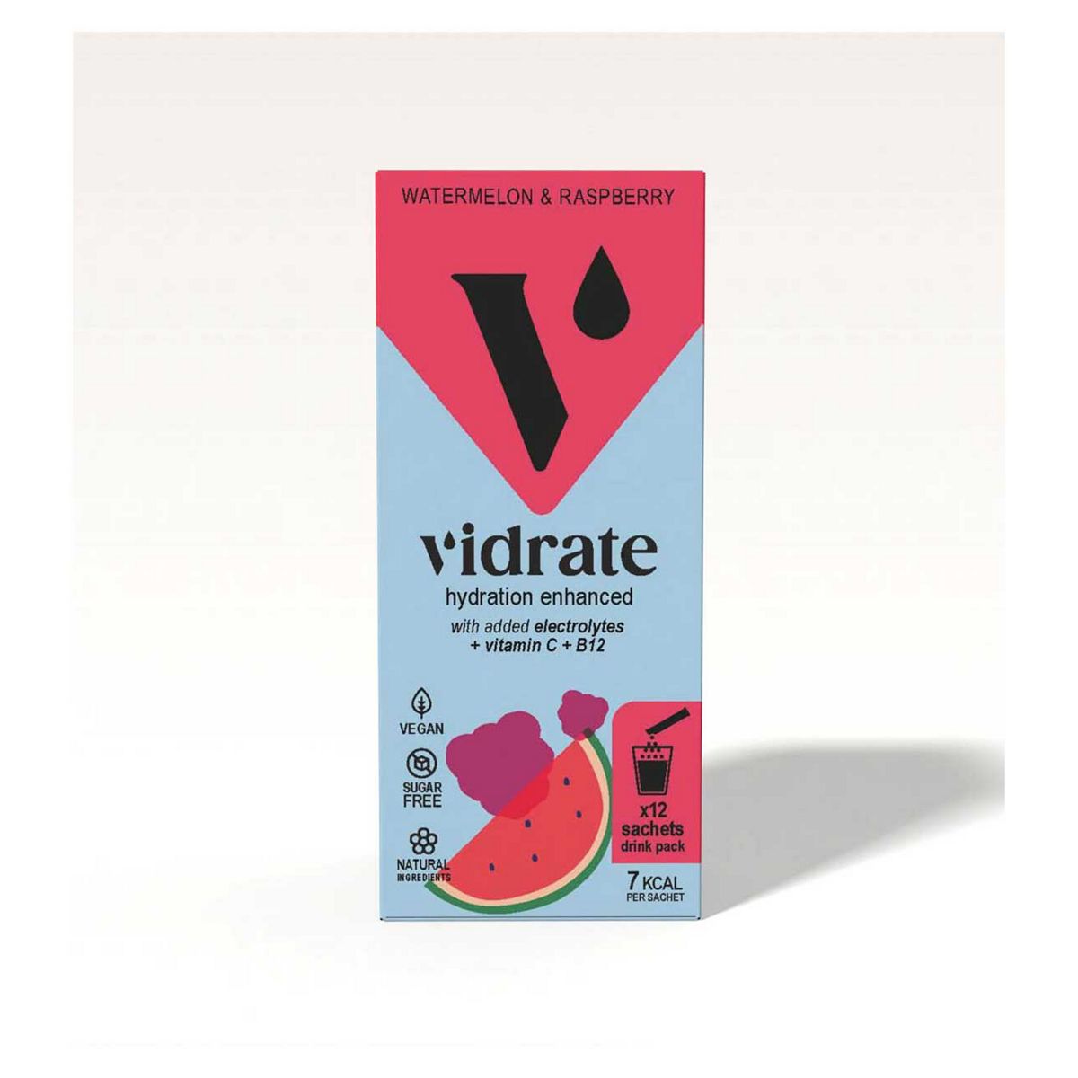 Vidrate Natural Electrolyte Hydration Sachets Watermelon & Raspberry - 12