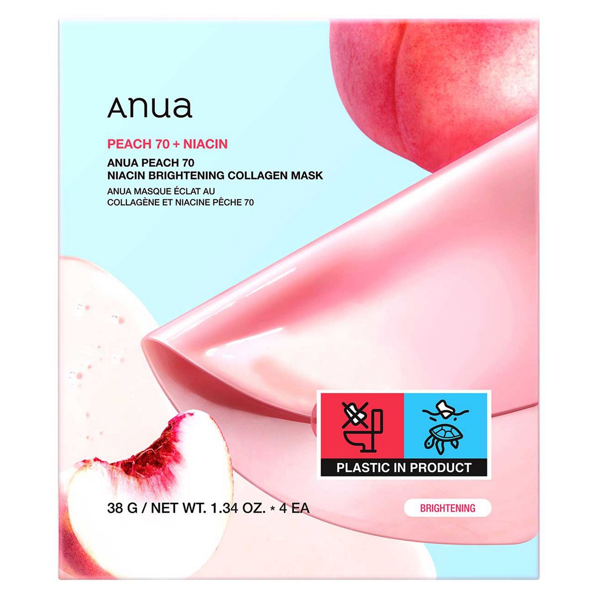 ANUA Peach 70 Niacin Brightening Collagen Mask (4 pcs)