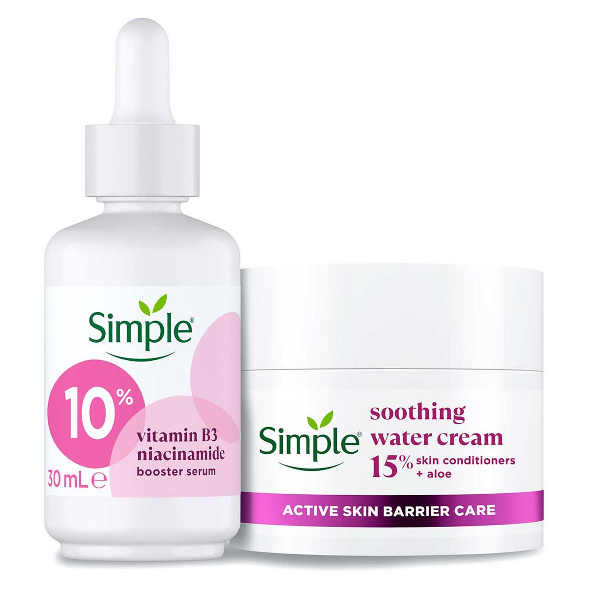 Simple Active Barrier Smoothing Moisturiser And Serum Bundle