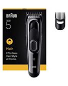 Braun Hair Clipper Series 5, +2 Styling Tools, Lifetime Sharp Blade, 9 Lengths, HC5510, Black
