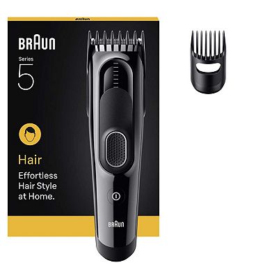 Braun Hair Clipper Series 5, +2 Styling Tools, Lifetime Sharp Blade, 9 Lengths, HC5510, Black