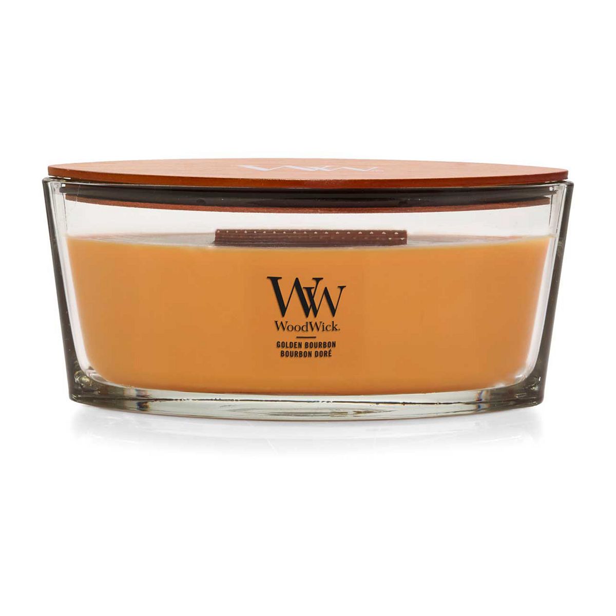 Woodwick Ellipse Jar Candle Golden Bourbon 453G