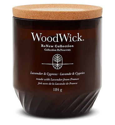 Click to view product details and reviews for Woodwick Renew Medium Hourglass Candle Lavender And Cypress 275g.