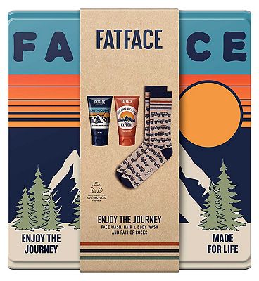FatFace Enjoy The Journey Gift Tin, Socks & Wash Set