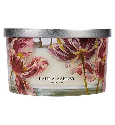 Laura Ashley Tri-Wick White Tea & Jasmine Scented Candle 410g