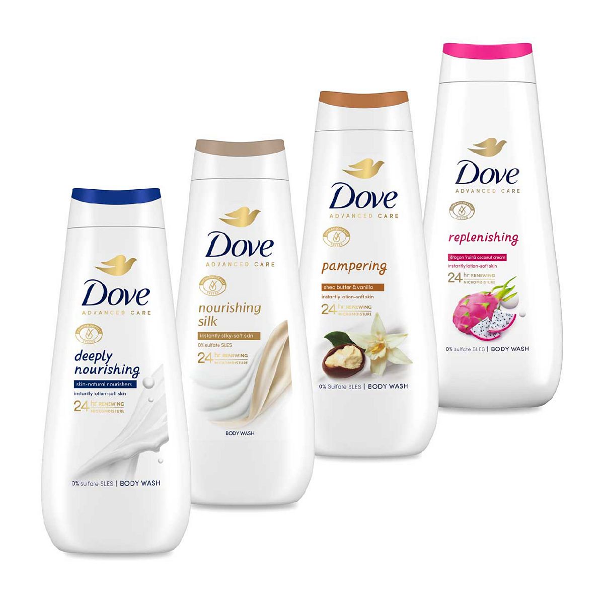 Dove Advanced Body Wash 4 X 400Ml Variety Bundle