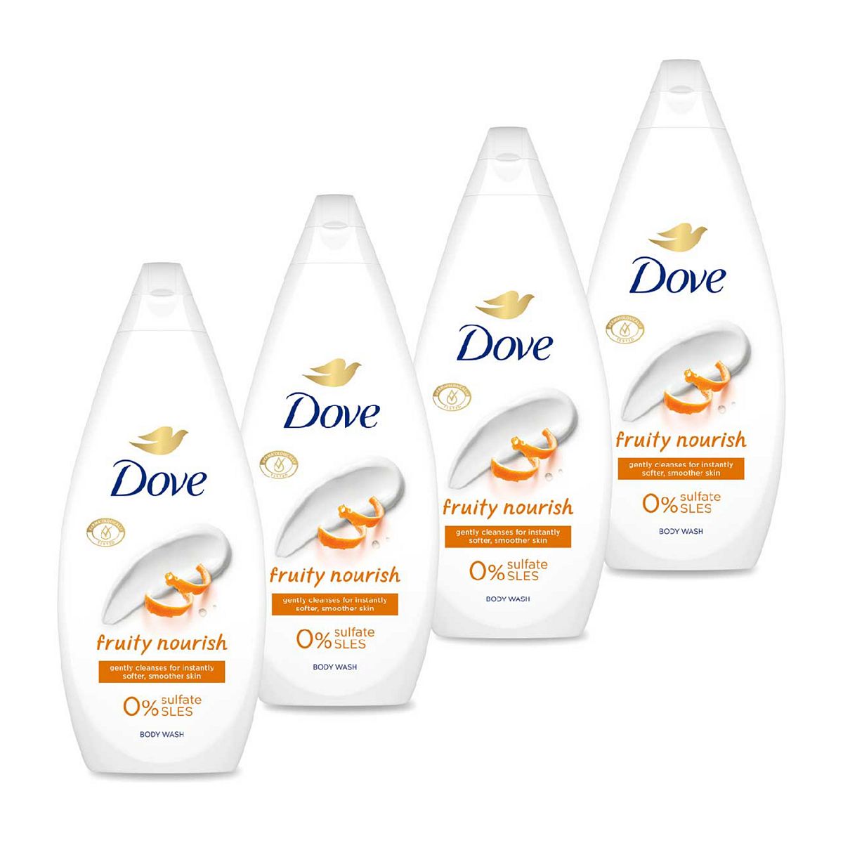 Dove Essential Care Body Wash Fruity Nourish 4 X 720Ml Bundle