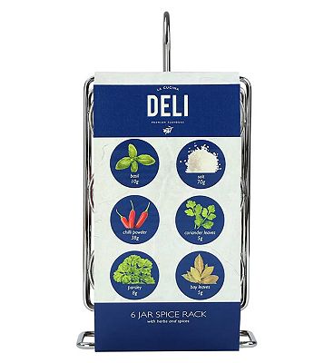 Kimm and Miller Deli 6 Jar Spice Rack Set