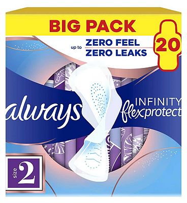 Always Infinity FlexProtect Sanitary Towels Long (Size 2) with Wings 20 Pads