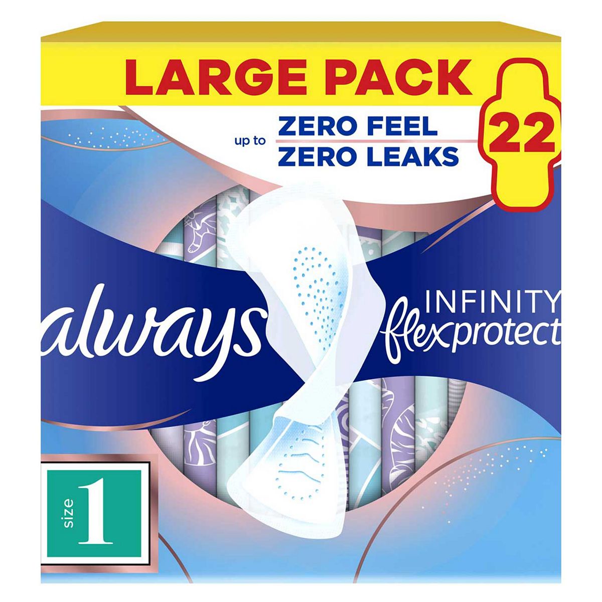 Always Infinity Flexprotect Sanitary Towels Normal (Size 1) With Wings 22 Pads Br/>