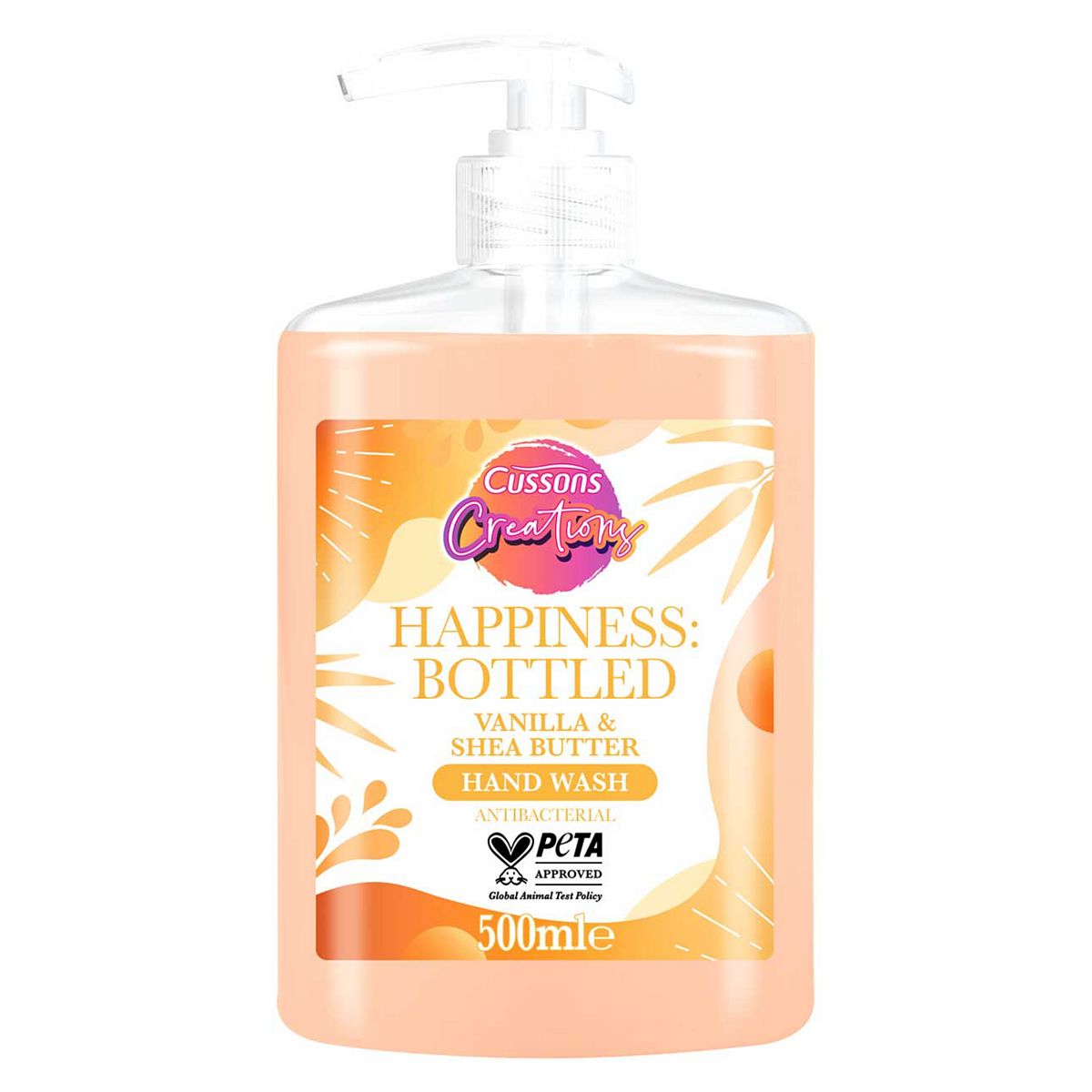 Cussons Creations Happiness Bottled Vanilla And Shea Butter Antibacterial Handwash 500ml