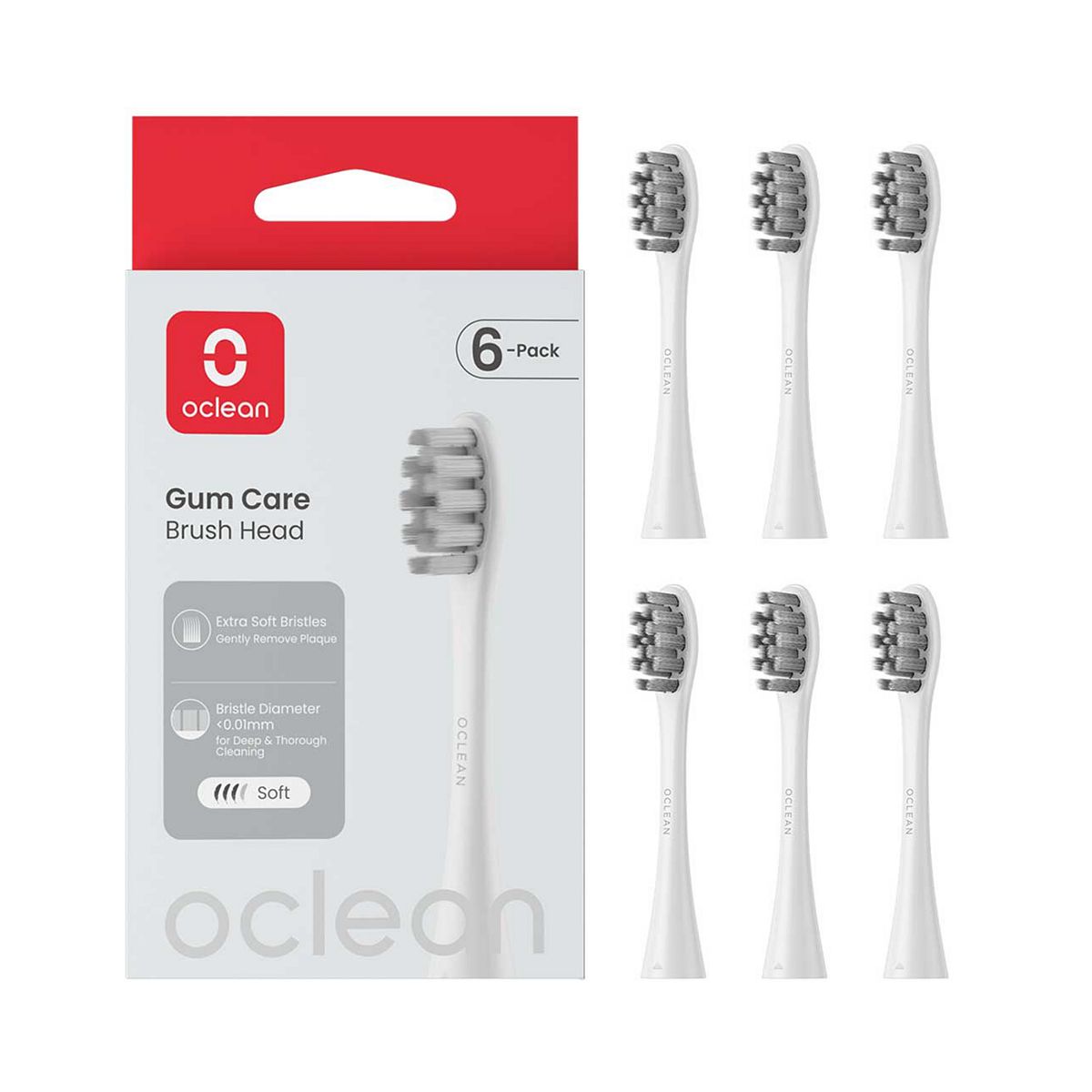 Oclean Gum Care Brush Head 6-Pk White