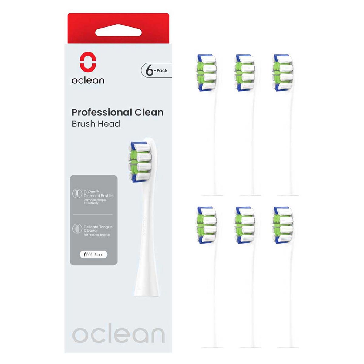 Oclean Professional Clean Brush Head P1c1 6-Pk White