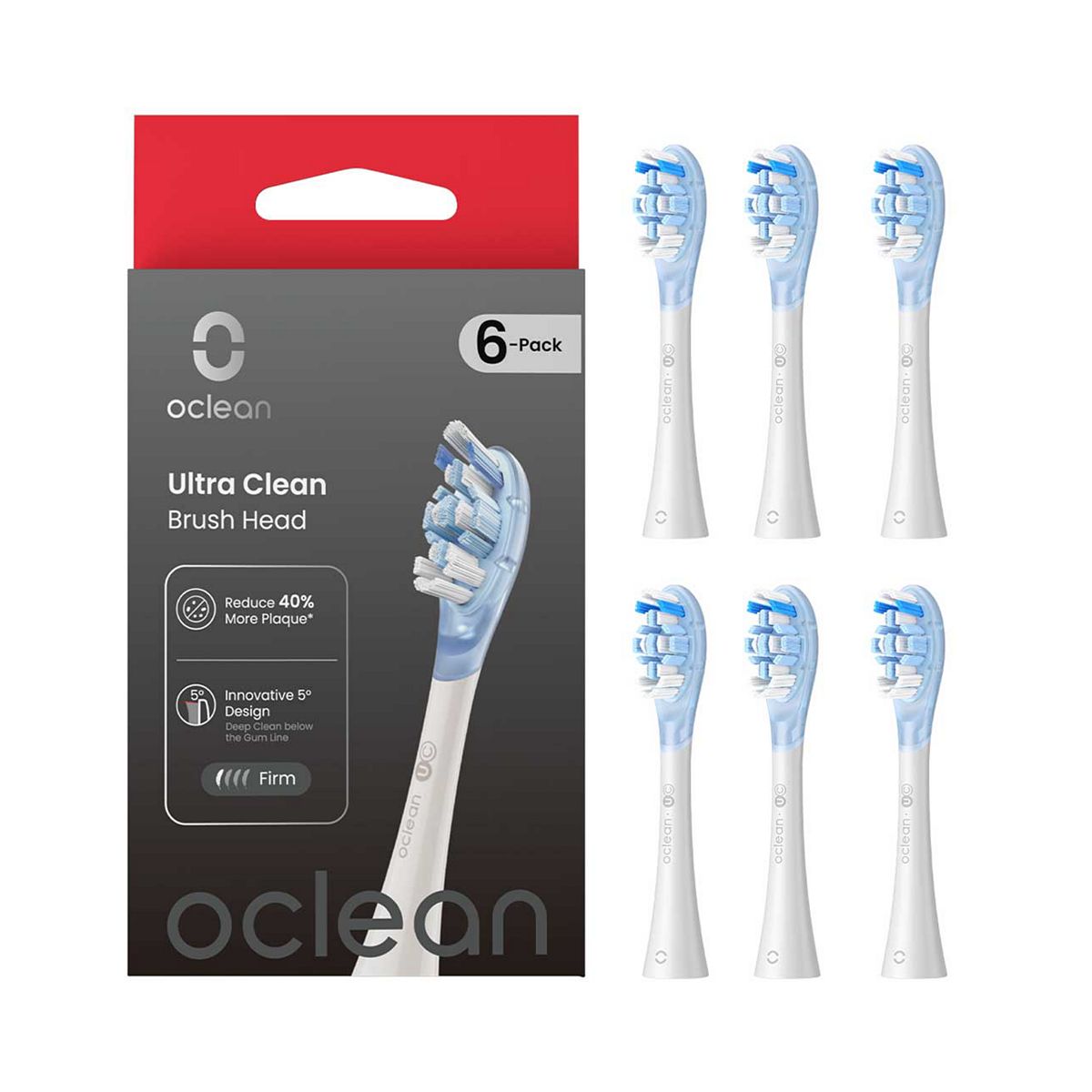 Oclean Ultra Clean Brush Head 6-Pk White