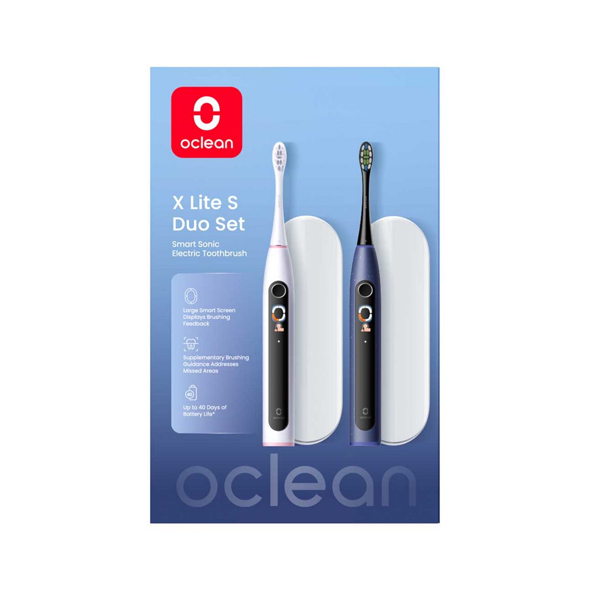 Oclean X Lite Smart Sonic Electric Toothbrush Blue And Grey Duo Set