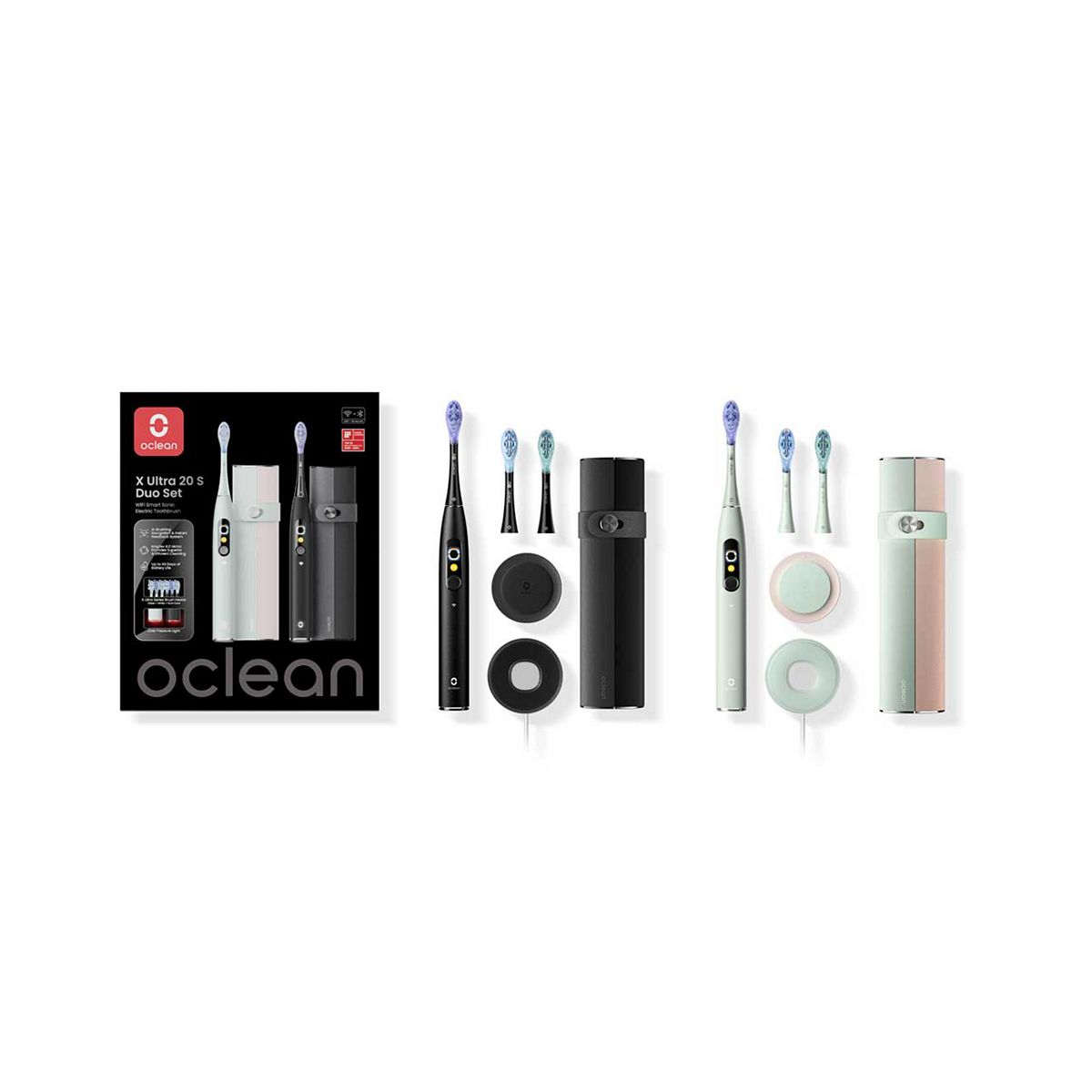 Oclean Ultra 20 Electric Toothbrush Green And Black Duo Set